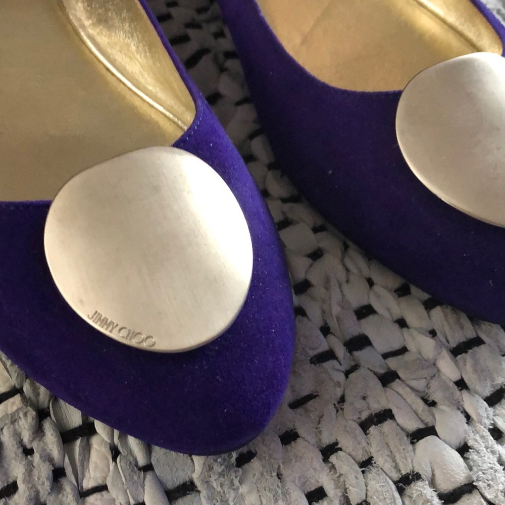 Jimmy Choo - Wray Sue Ballet Flats - Violet Suede Flats with Gold Accents 40.5 - Picture 4 of 10